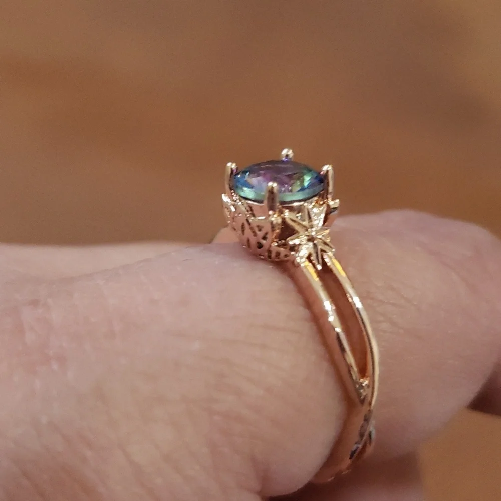 Rainbow Cubic Zirconia Rose Gold Ring